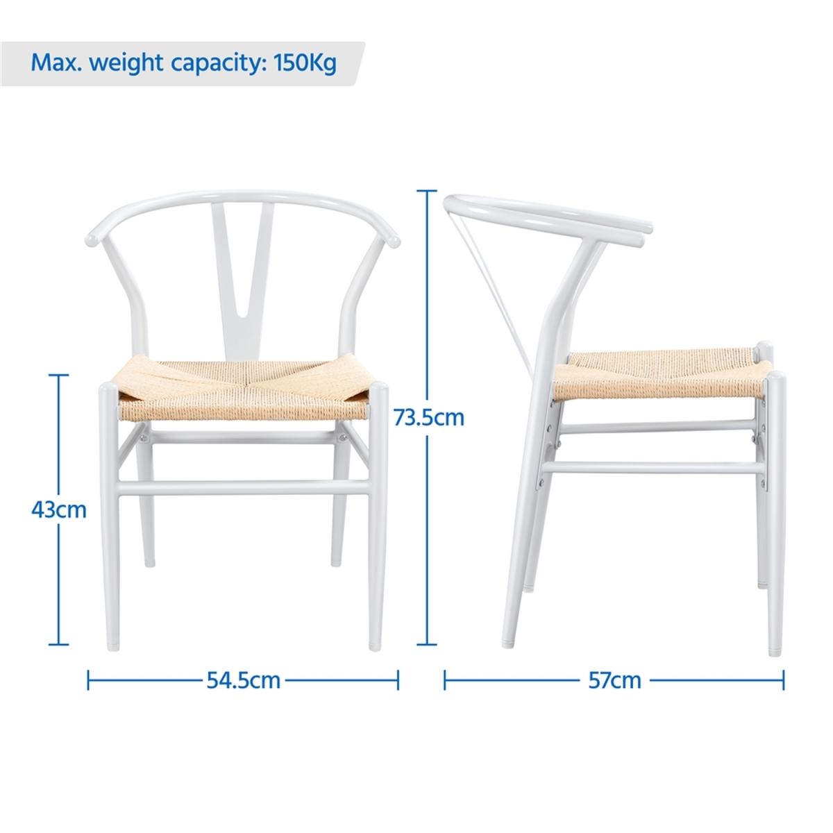 Set of 2 Metal Dining Chair - White – image 2