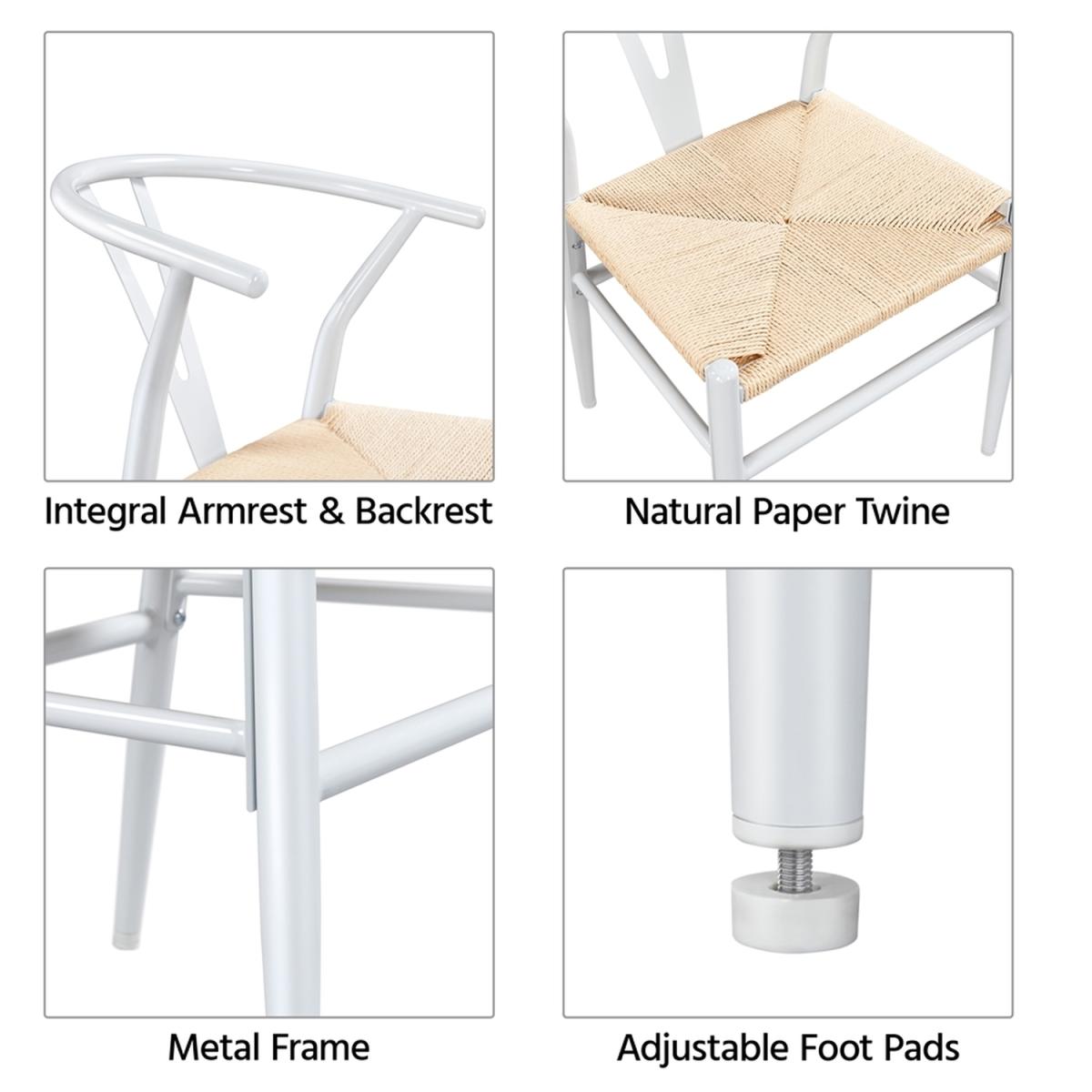 Set of 2 Metal Dining Chair - White – image 4