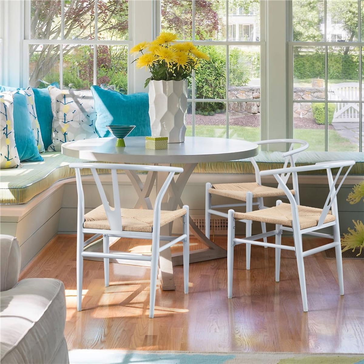 Set of 2 Metal Dining Chair - White – image 6