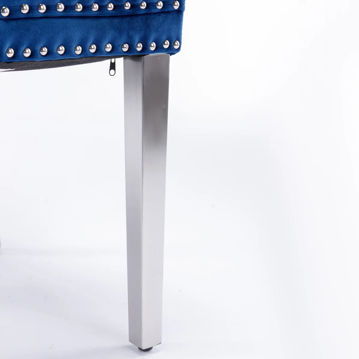 Winchester Set of 2 Velvet Upholstered Kitchen Dining Chairs with Sliver Chrome Legs - Blue – image 3