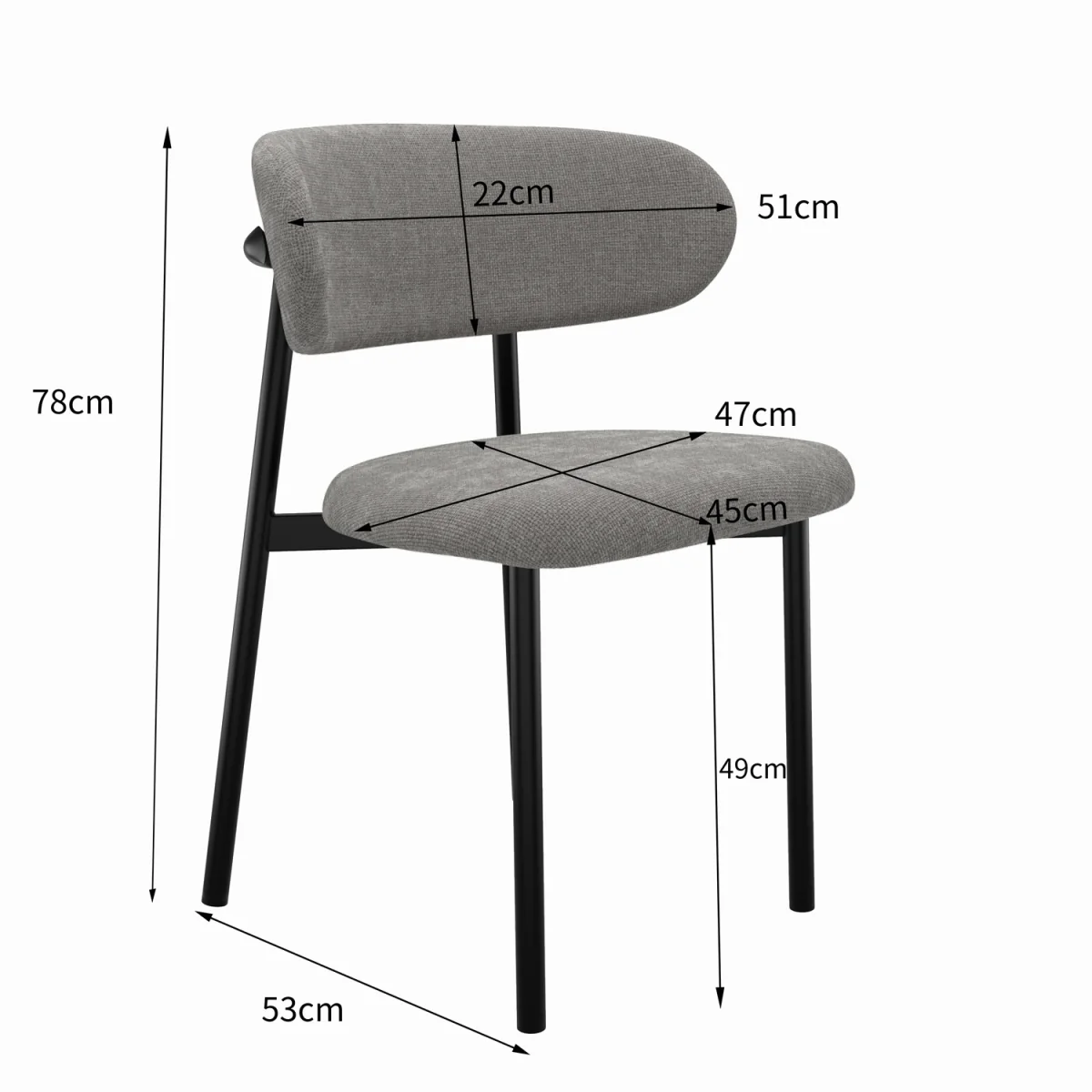 Myla Linen Upholstered Dining Chairs Set of 4 - Grey – image 6