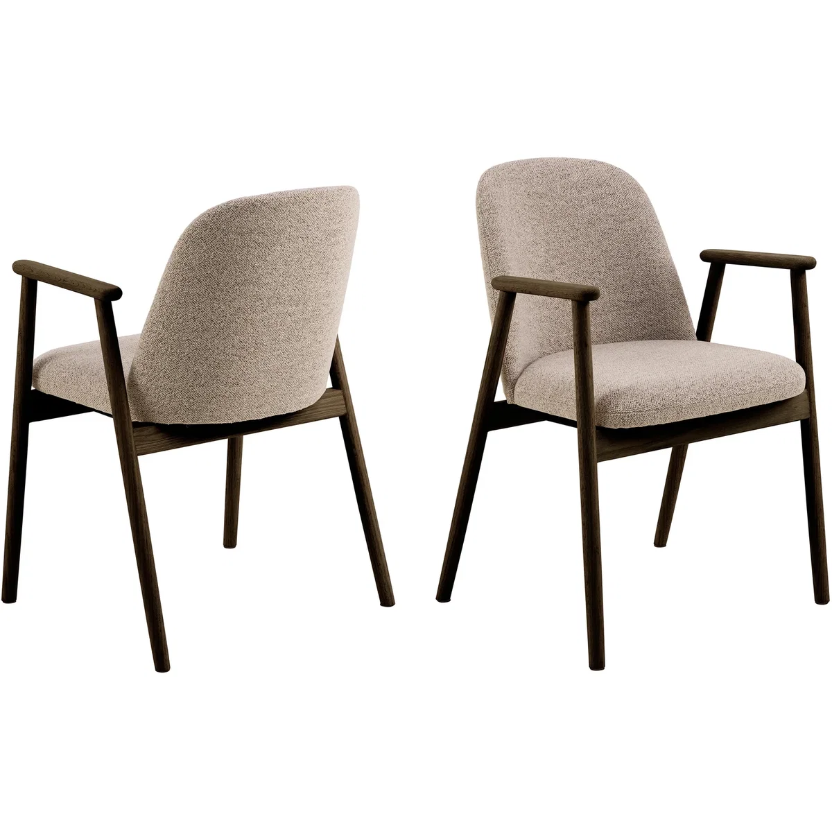 Leo Dining Chairs With Armrest in Monza Fabric Beige Set of 2 - Beige – image 3