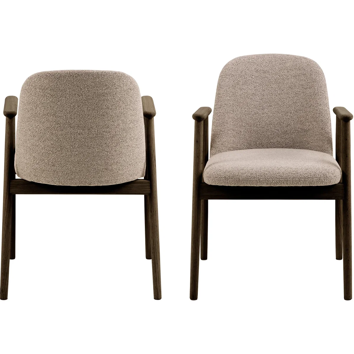 Leo Dining Chairs With Armrest in Monza Fabric Beige Set of 2 - Beige – image 4