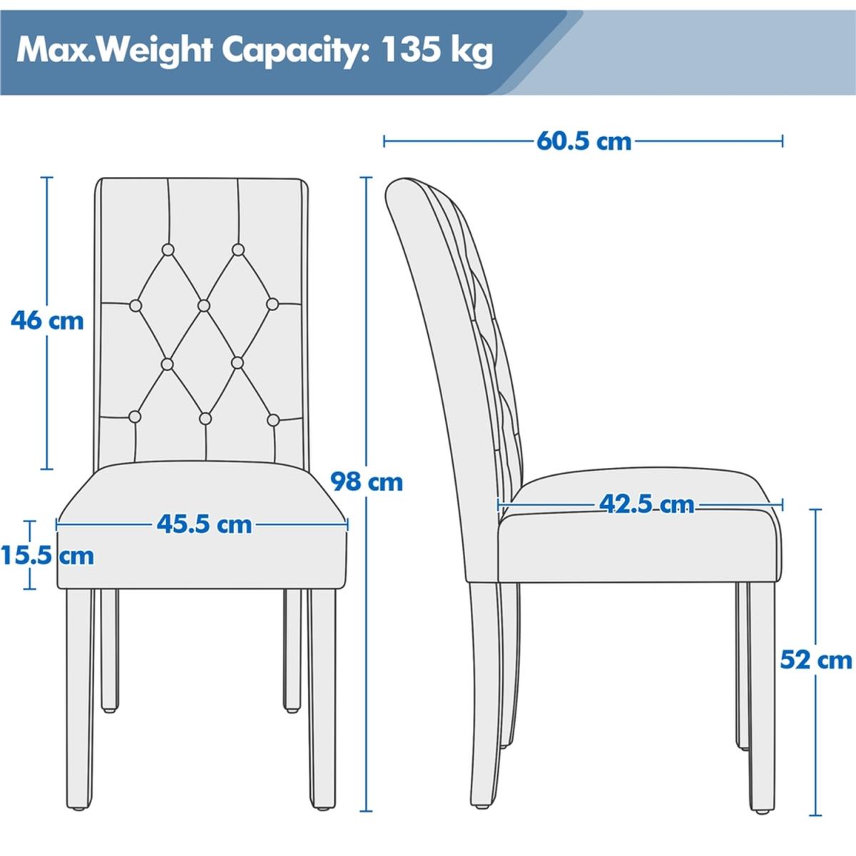 Set of 2 Faux Leather High Back Dining Room with Solid Wood Legs - White – image 4