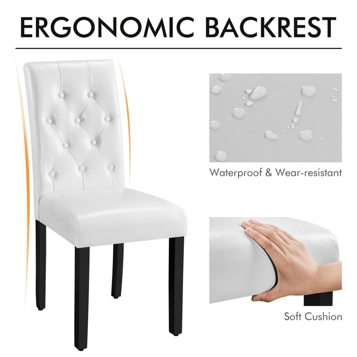 Set of 2 Faux Leather High Back Dining Room with Solid Wood Legs - White – image 5