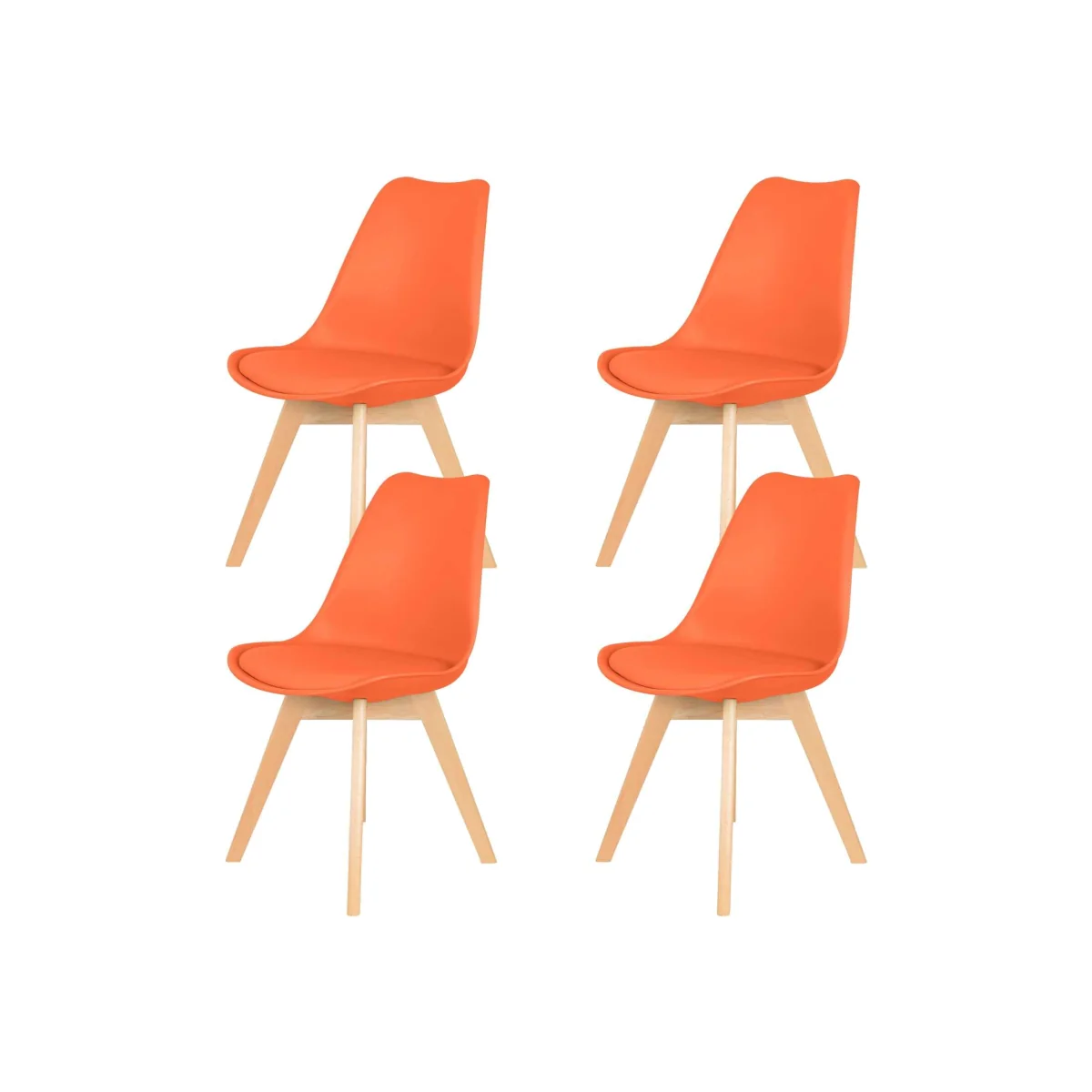 Dining Chair with Wooden Legs(Blue Chair 1) - Orange / 4 – image 1