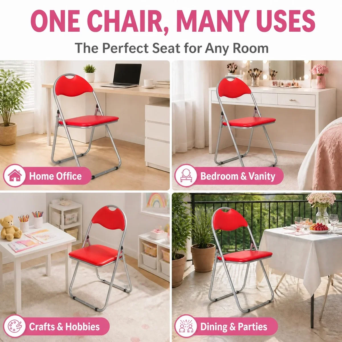 Candy Folding Dining Chair - Red / 4 – image 2
