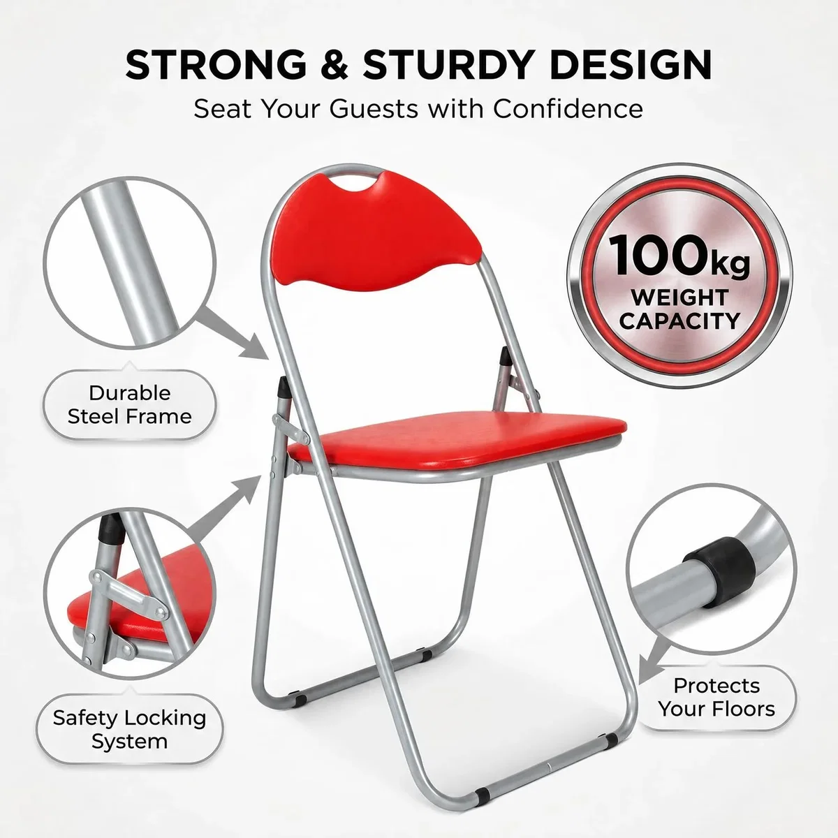 Candy Folding Dining Chair - Red / 4 – image 5