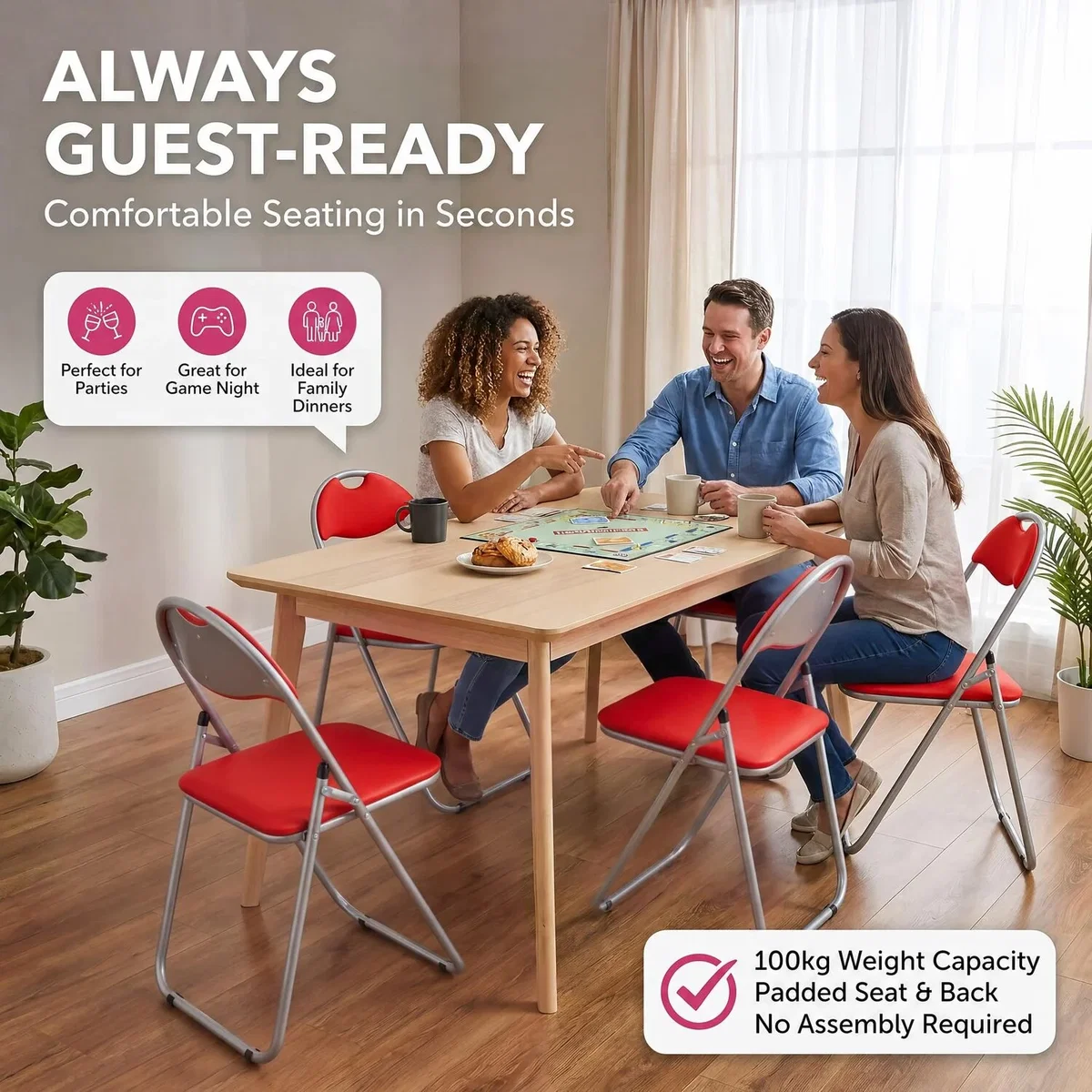 Candy Folding Dining Chair - Red / 4 – image 7