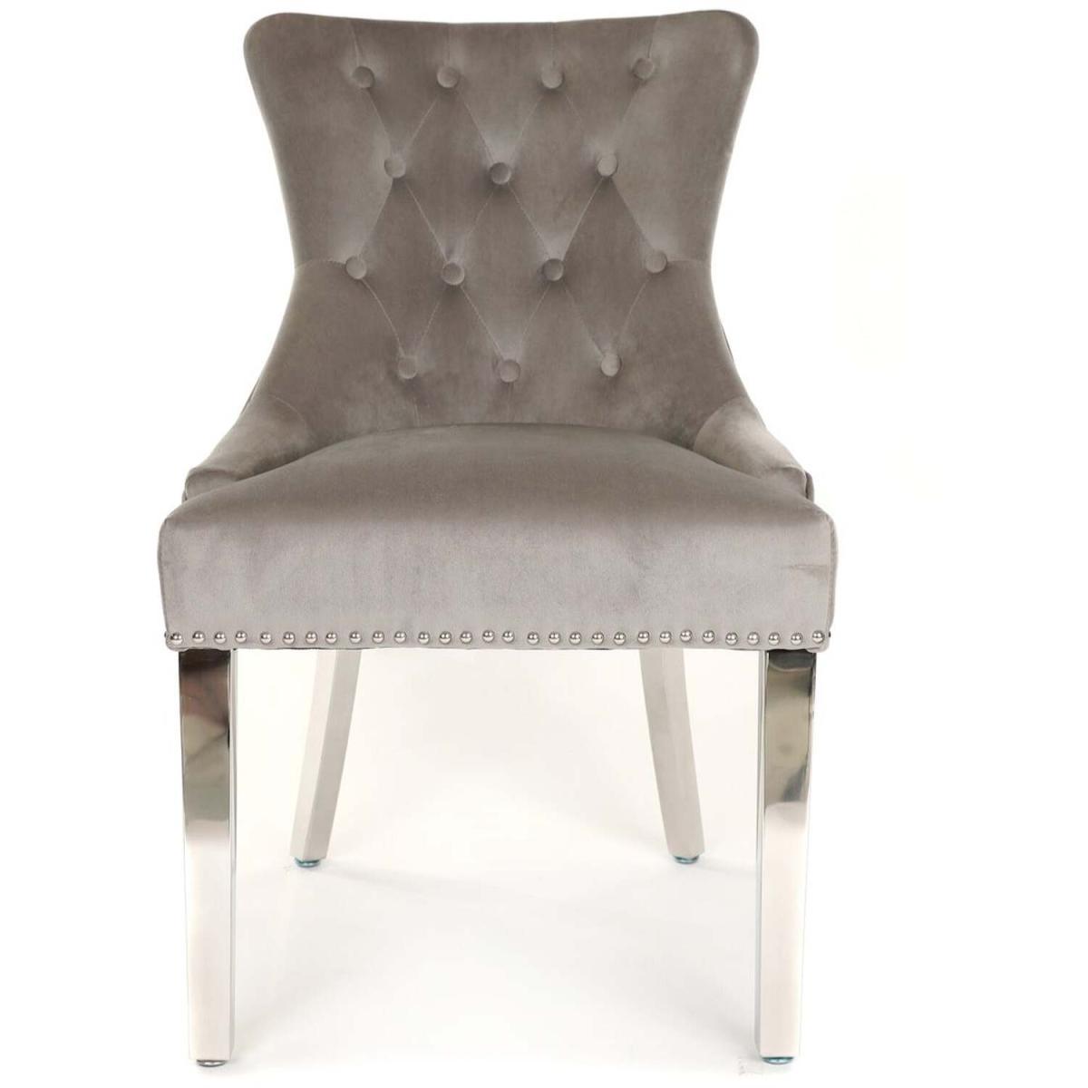 Light Grey Velvet Simone Dining Chair  - Light Grey – image 2
