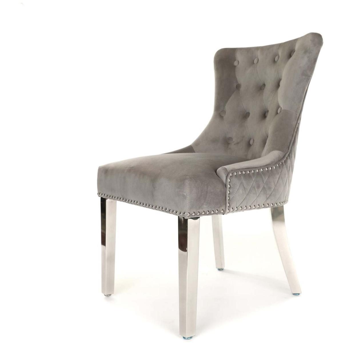 Light Grey Velvet Simone Dining Chair  - Light Grey – image 3