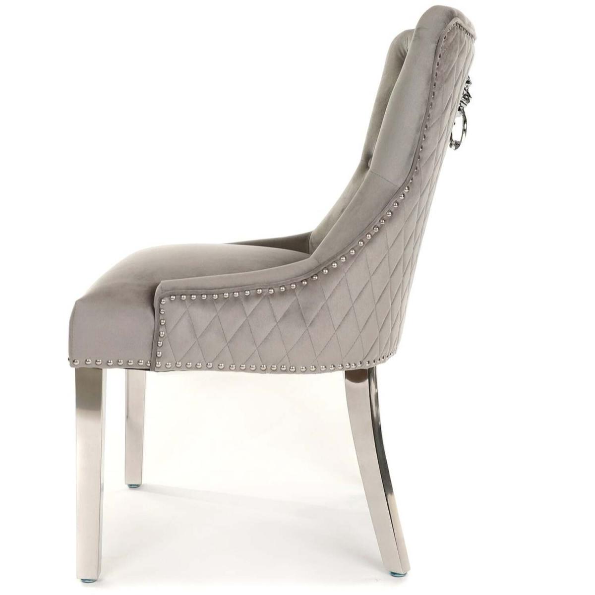 Light Grey Velvet Simone Dining Chair  - Light Grey – image 4