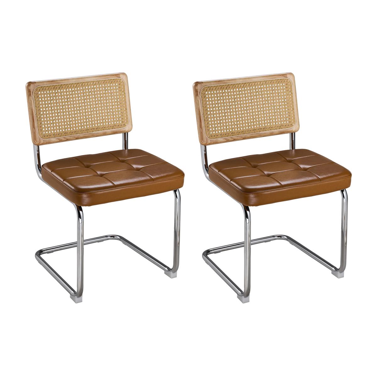 Livingandhome 2Pcs Vintage Dining Chairs - Brown
