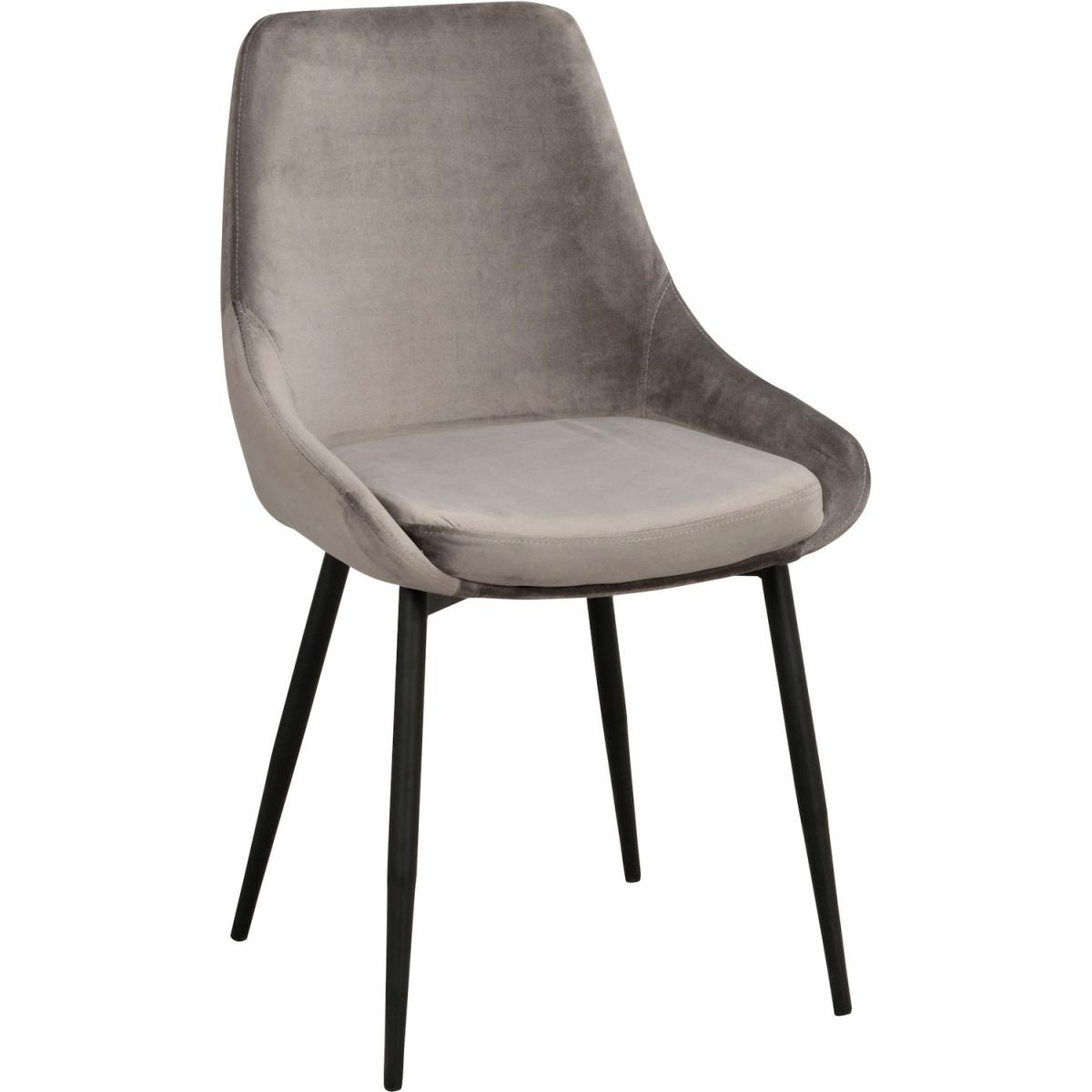 Padded Grey Velvet Dining Chair Set Of 2 With Black Metal Legs - Grey – image 6