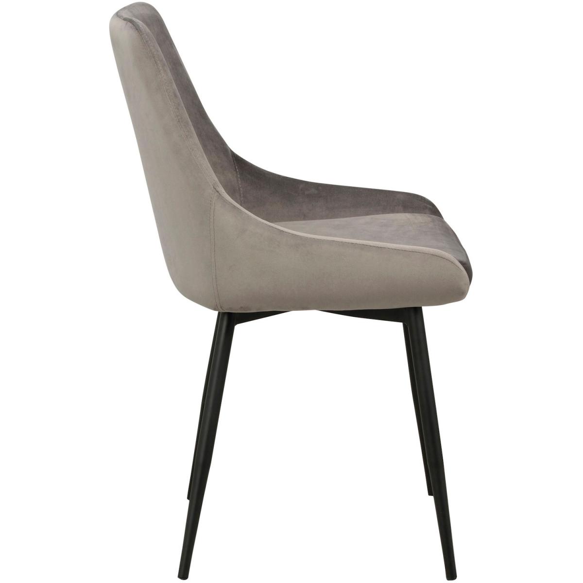 Padded Grey Velvet Dining Chair Set Of 2 With Black Metal Legs - Grey – image 7