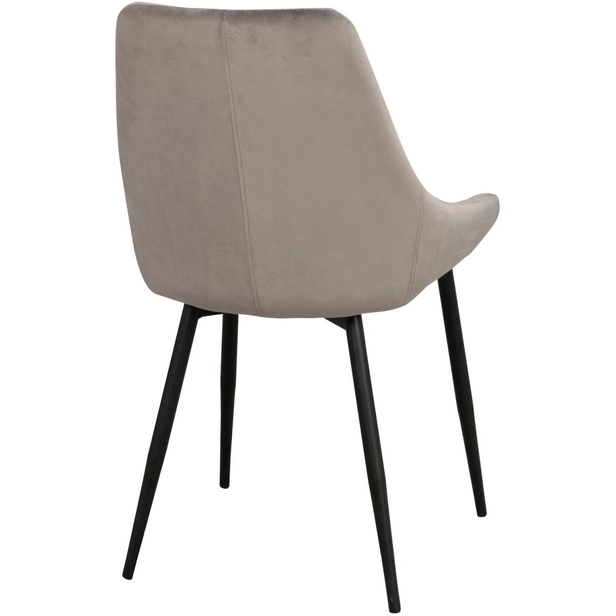 Padded Grey Velvet Dining Chair Set Of 2 With Black Metal Legs - Grey – image 8