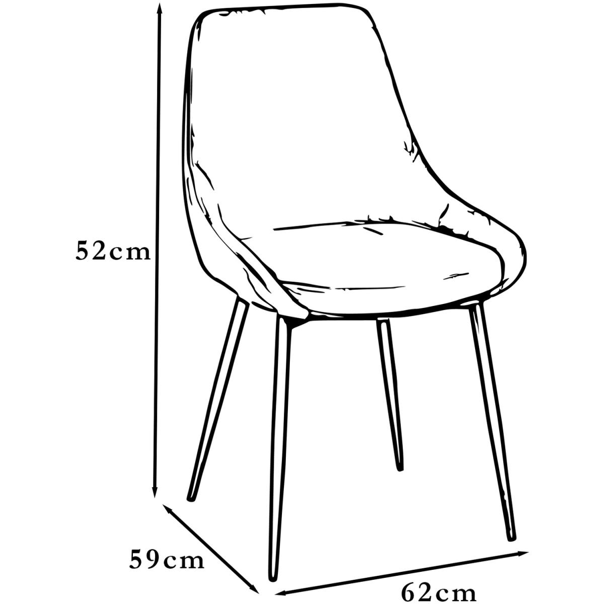 Padded Grey Velvet Dining Chair Set Of 2 With Black Metal Legs - Grey – image 10