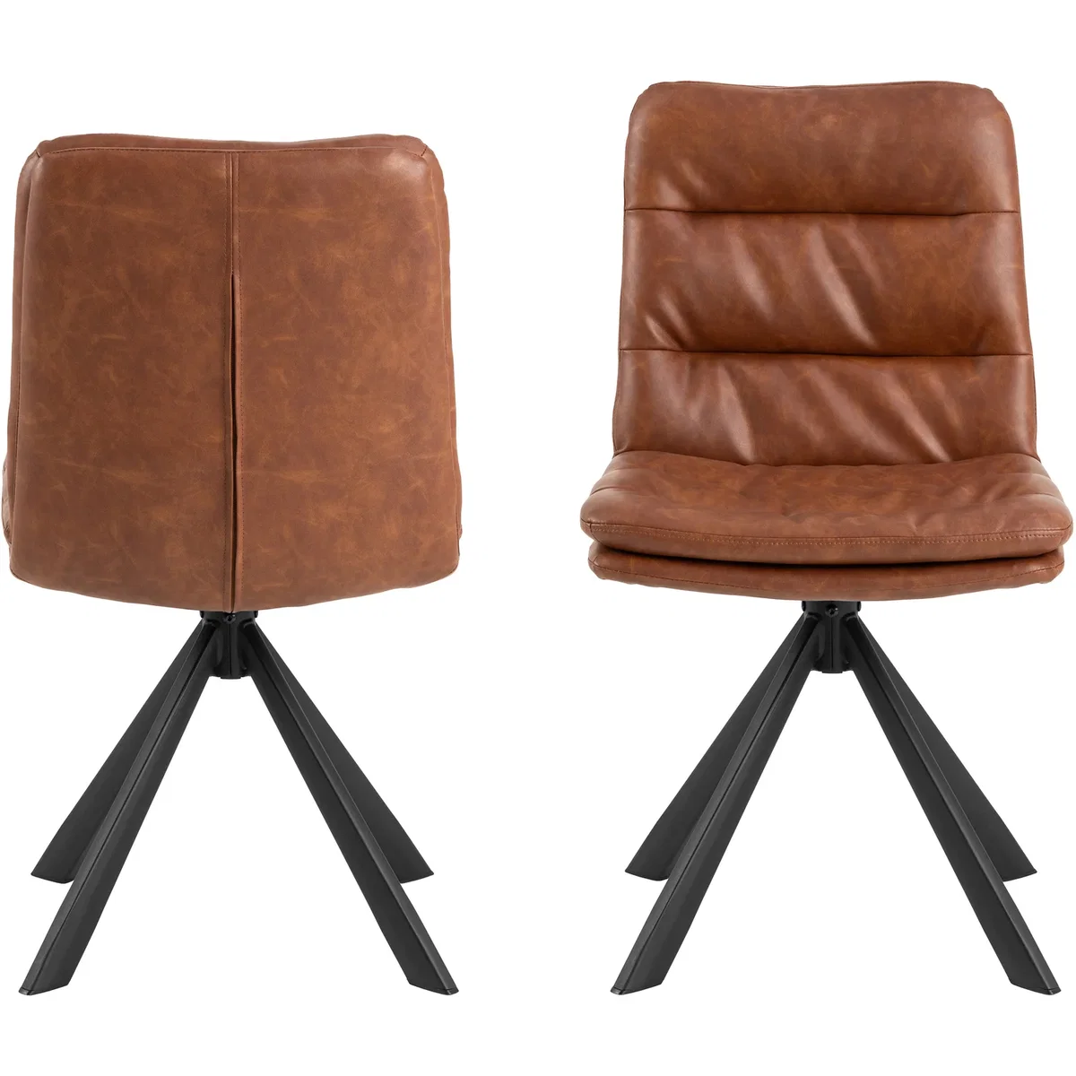 Dean Brandy PU Swivel Dining Chair Set of 2 - Brandy – image 2