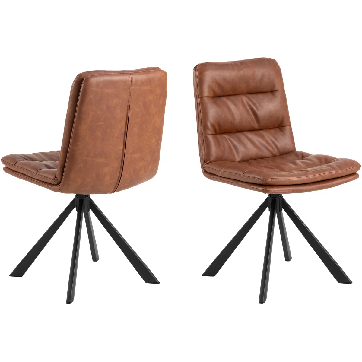 Dean Brandy PU Swivel Dining Chair Set of 2 - Brandy – image 3