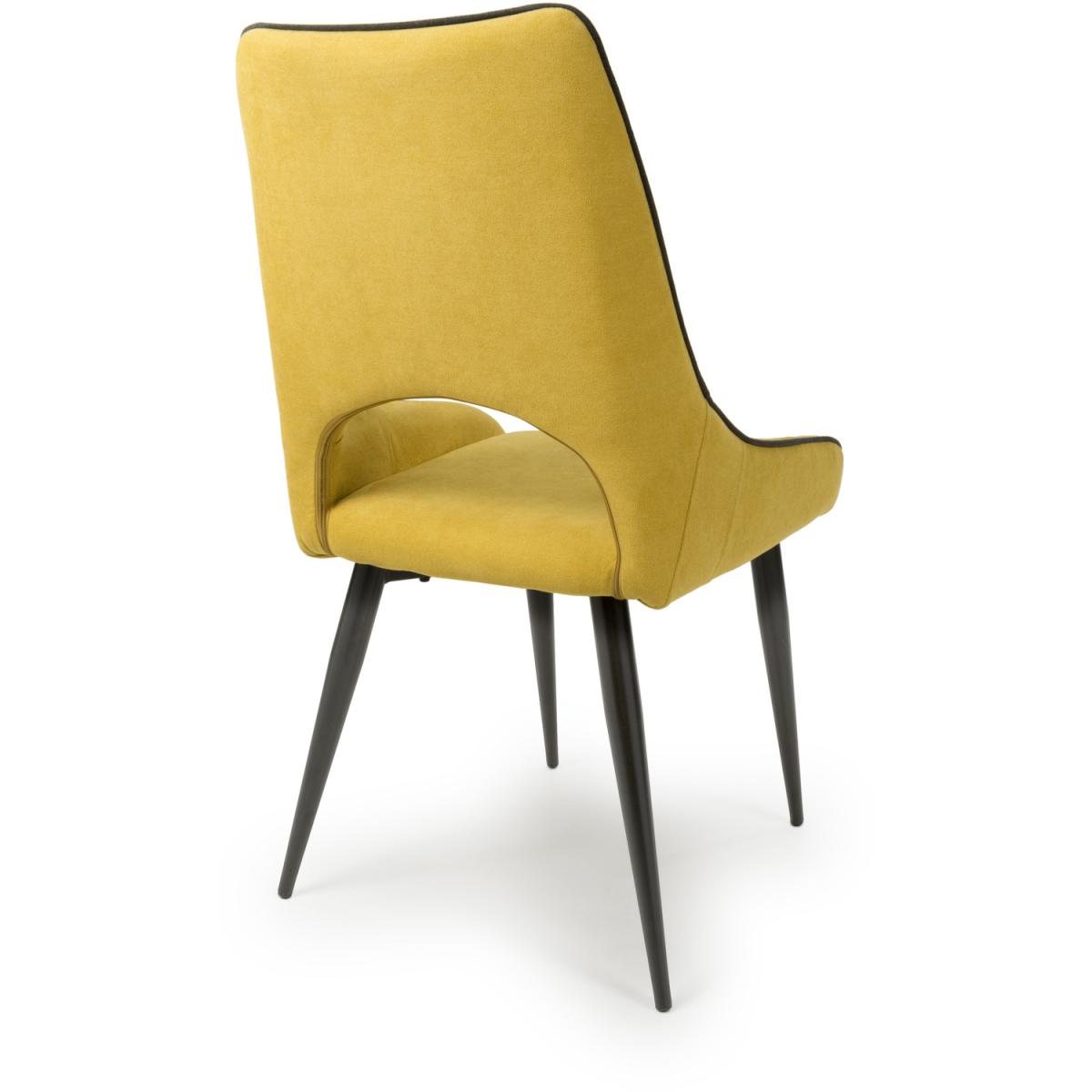 Pair of Lima Chenille Effect Dining Chairs - Yellow – image 2