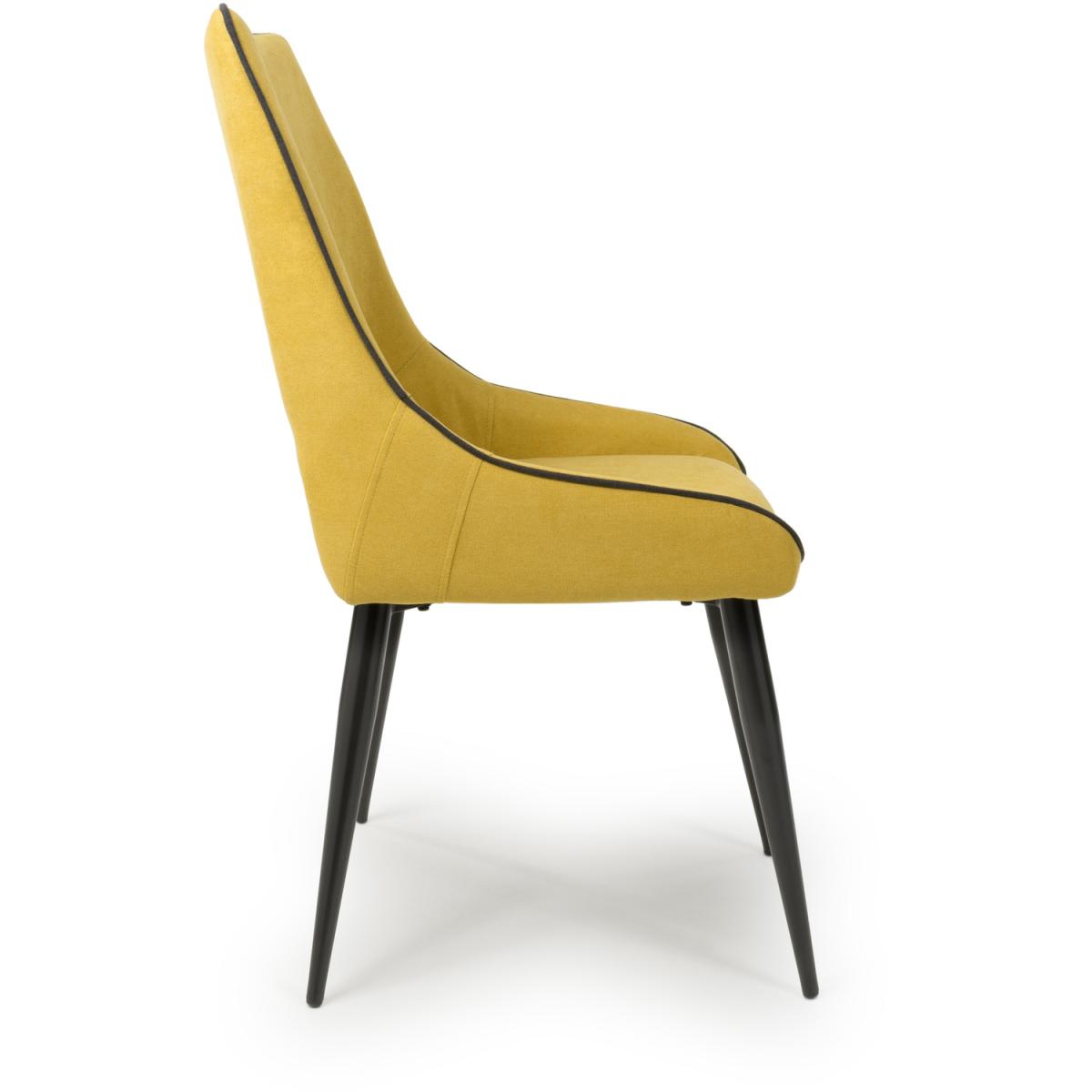 Pair of Lima Chenille Effect Dining Chairs - Yellow – image 3