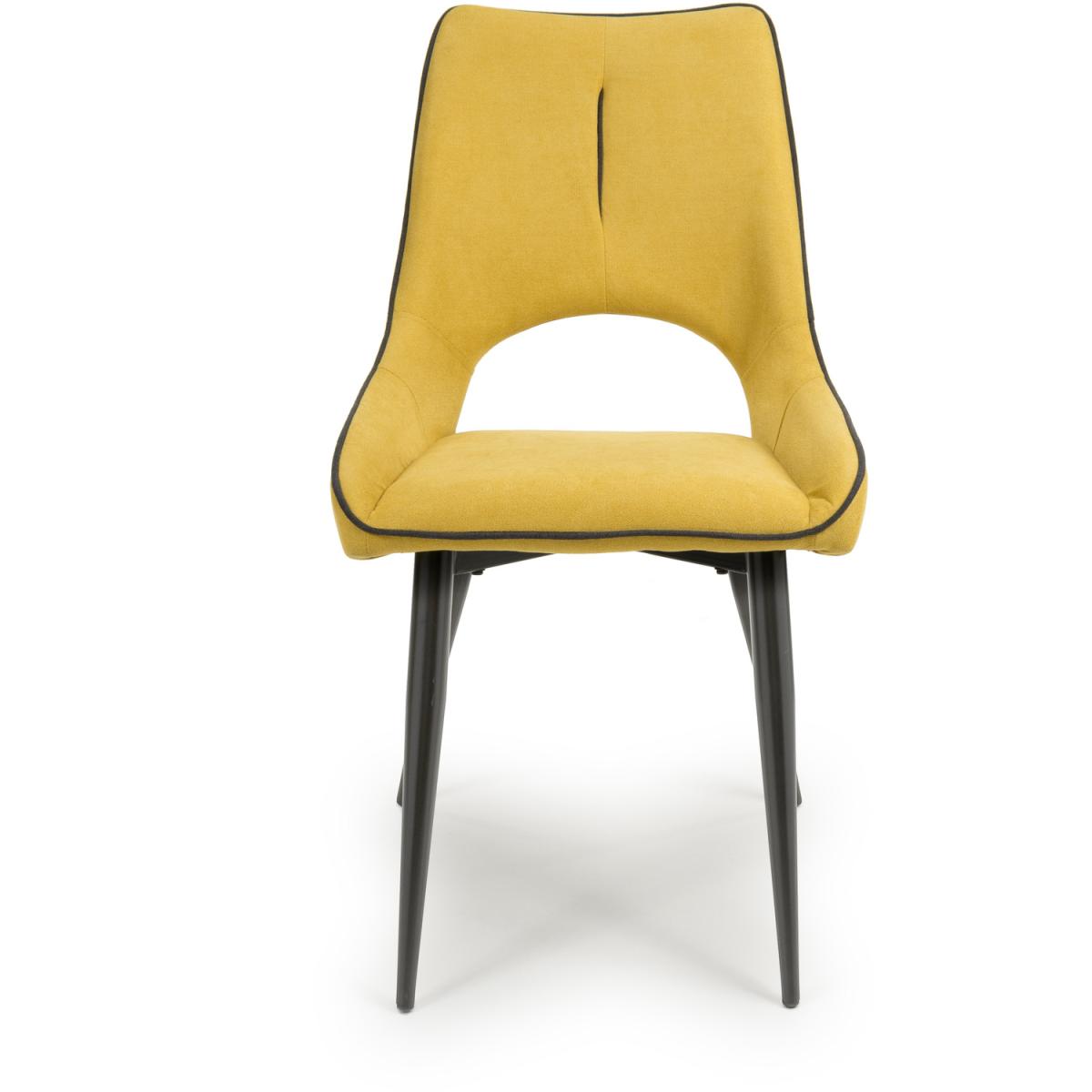 Pair of Lima Chenille Effect Dining Chairs - Yellow – image 4