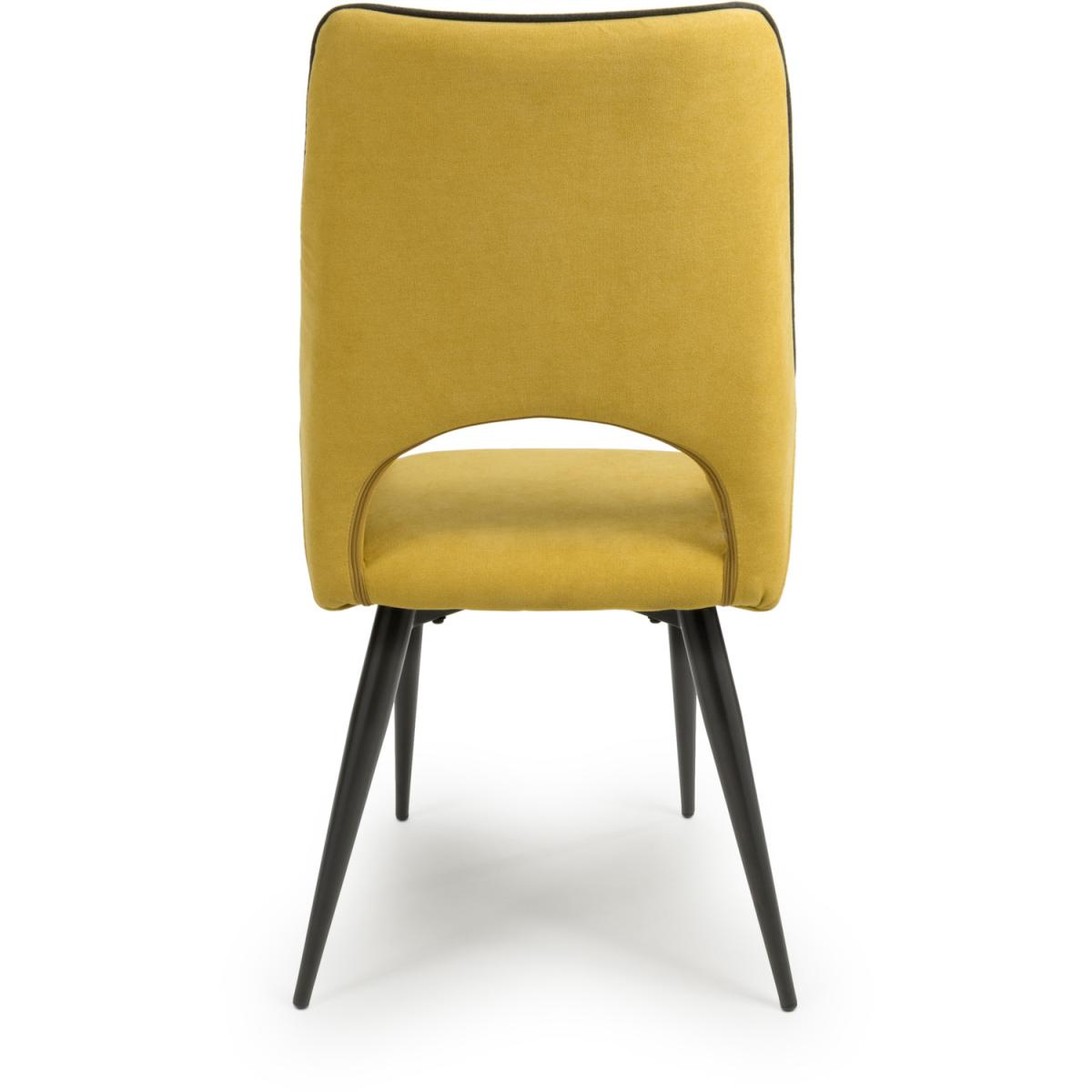 Pair of Lima Chenille Effect Dining Chairs - Yellow – image 5