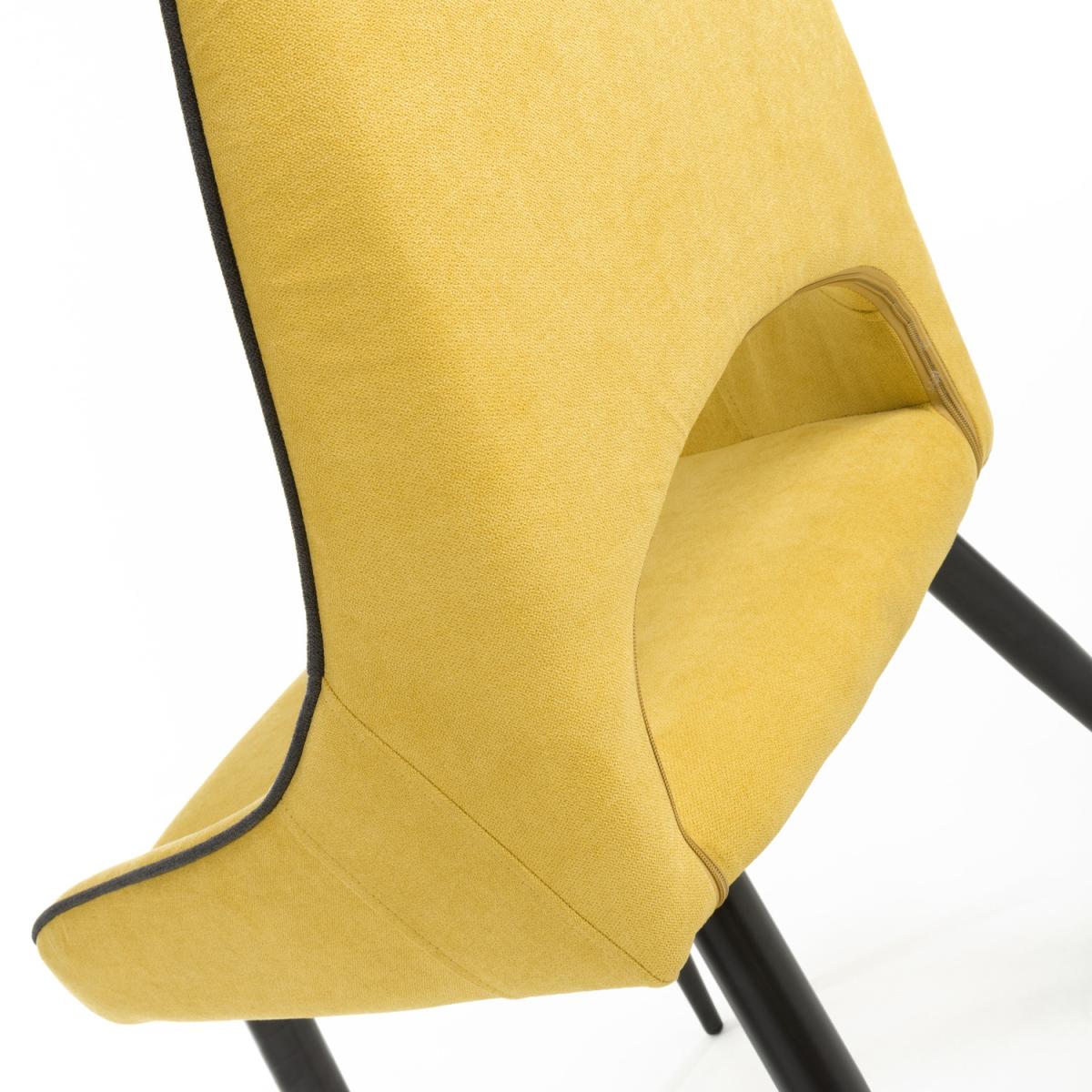 Pair of Lima Chenille Effect Dining Chairs - Yellow – image 7