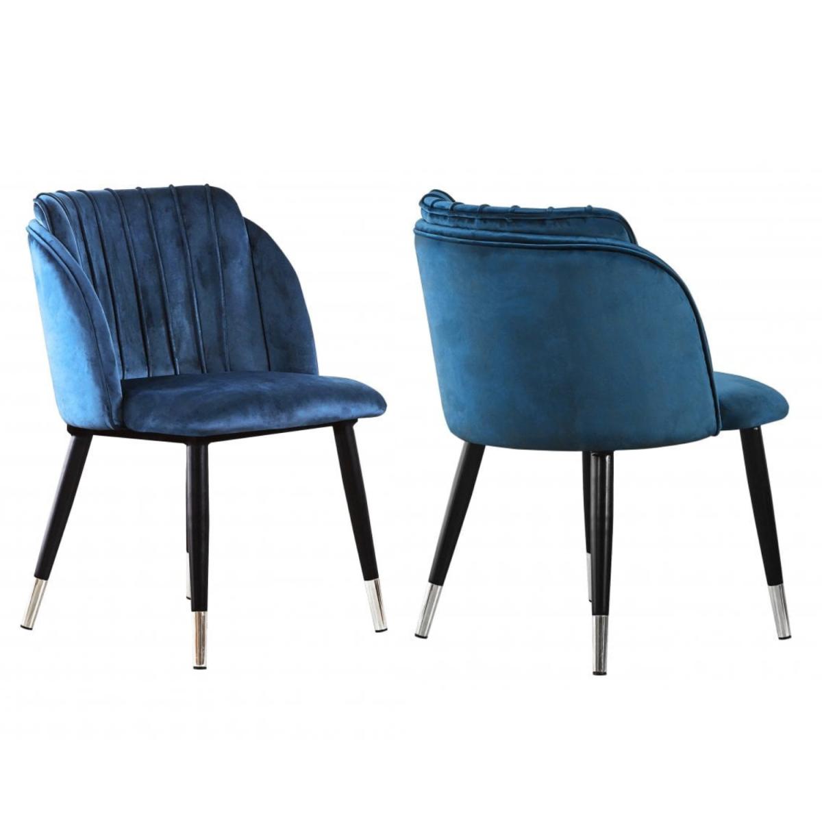 Milano Velvet Dining Chairs Set of 2 - Blue - Silver End Caps / Silver End Caps – image 11