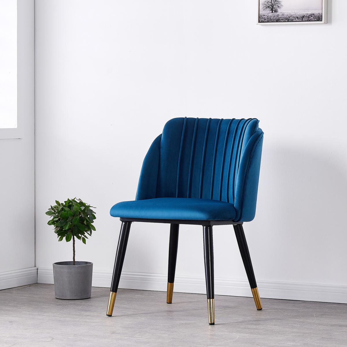 Milano Velvet Dining Chairs Set of 2 - Blue - Silver End Caps / Silver End Caps – image 7