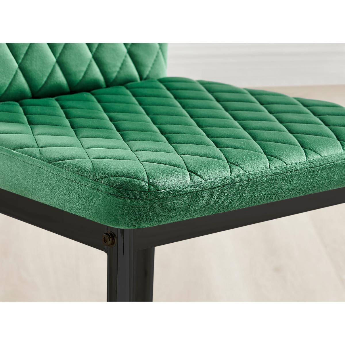 4x Milan Velvet Dining Chair with Black Legs - Green – image 2