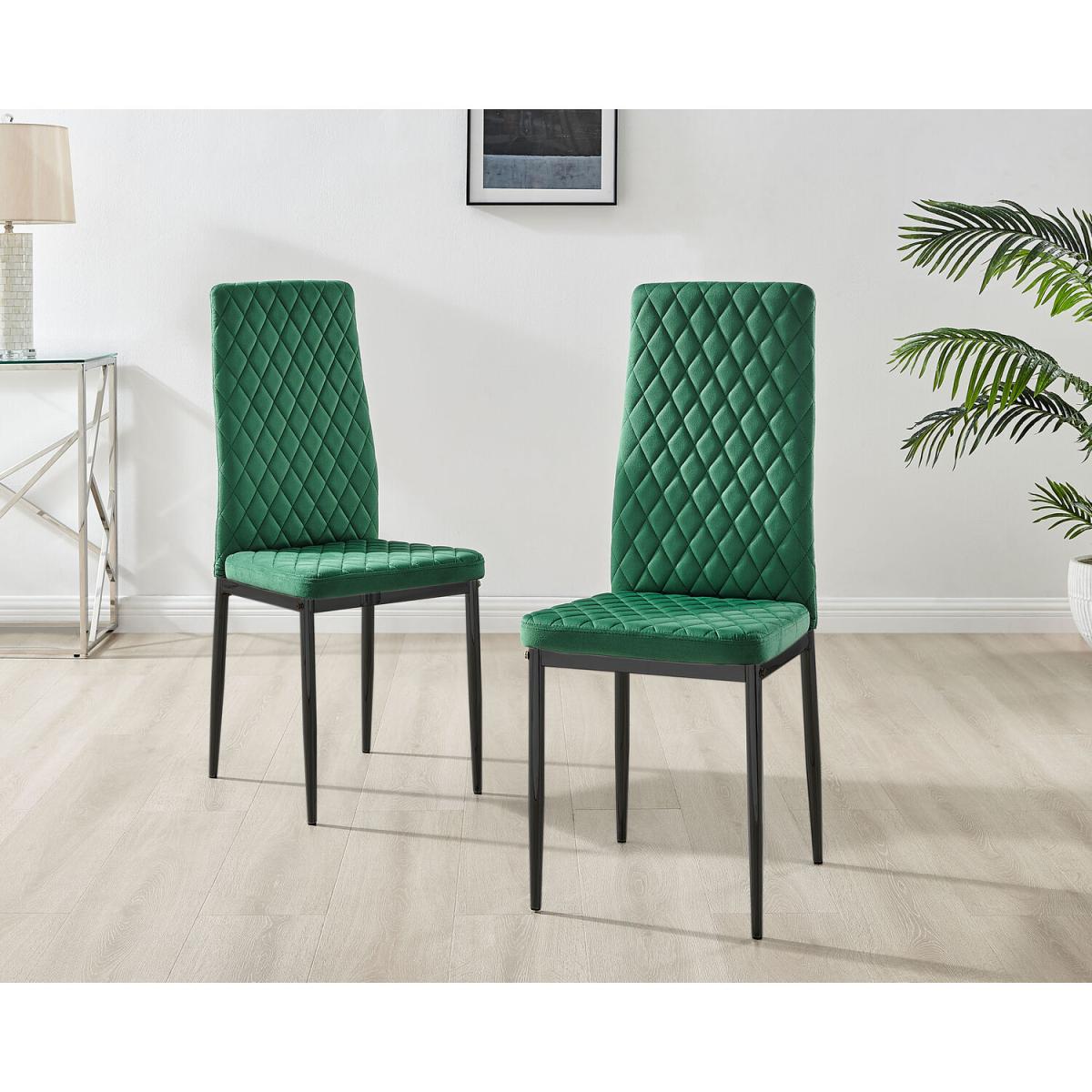 4x Milan Velvet Dining Chair with Black Legs - Green – image 4