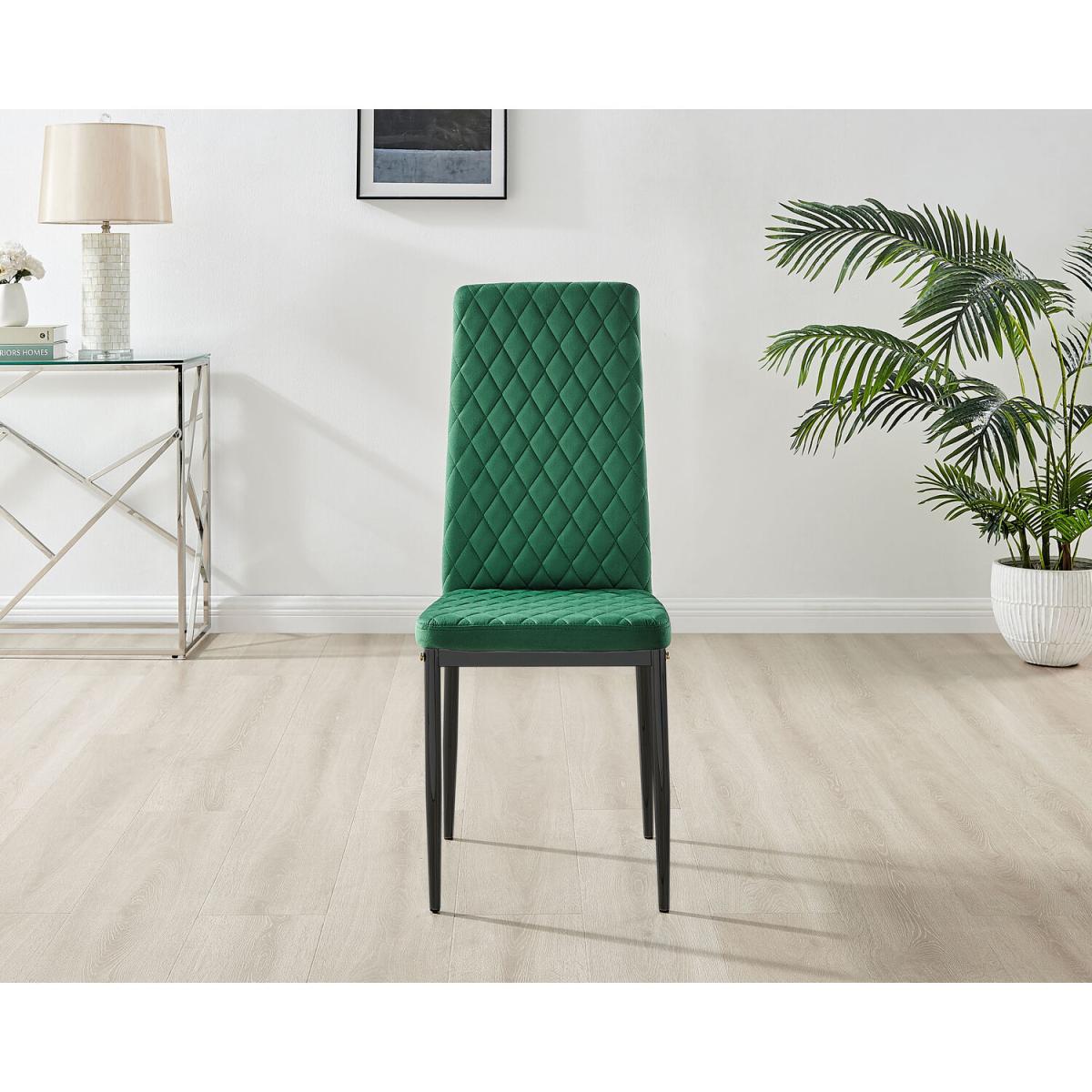 4x Milan Velvet Dining Chair with Black Legs - Green – image 5
