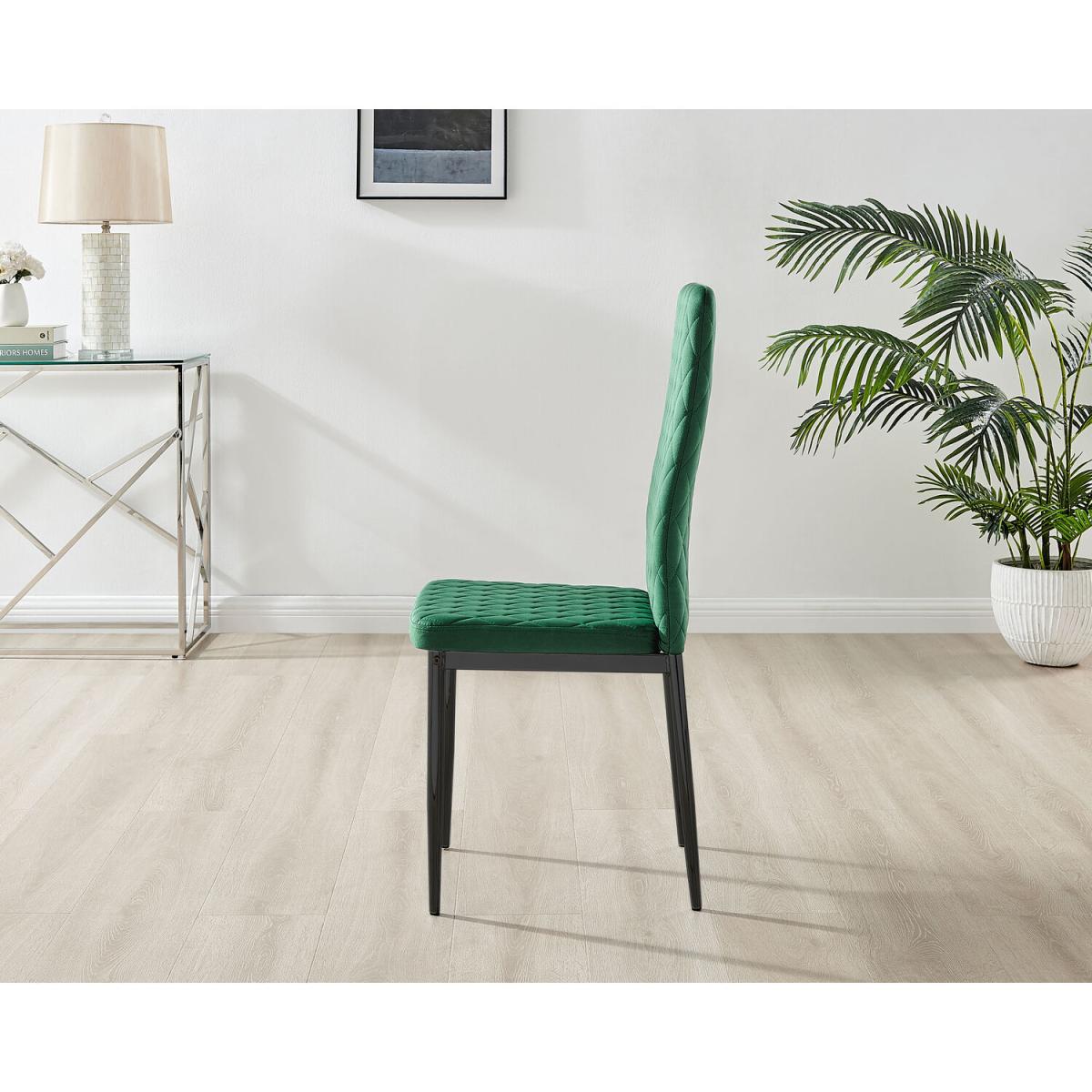 4x Milan Velvet Dining Chair with Black Legs - Green – image 6