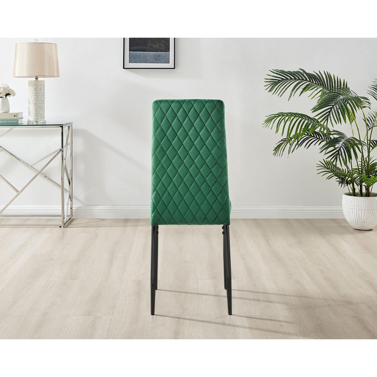4x Milan Velvet Dining Chair with Black Legs - Green – image 7
