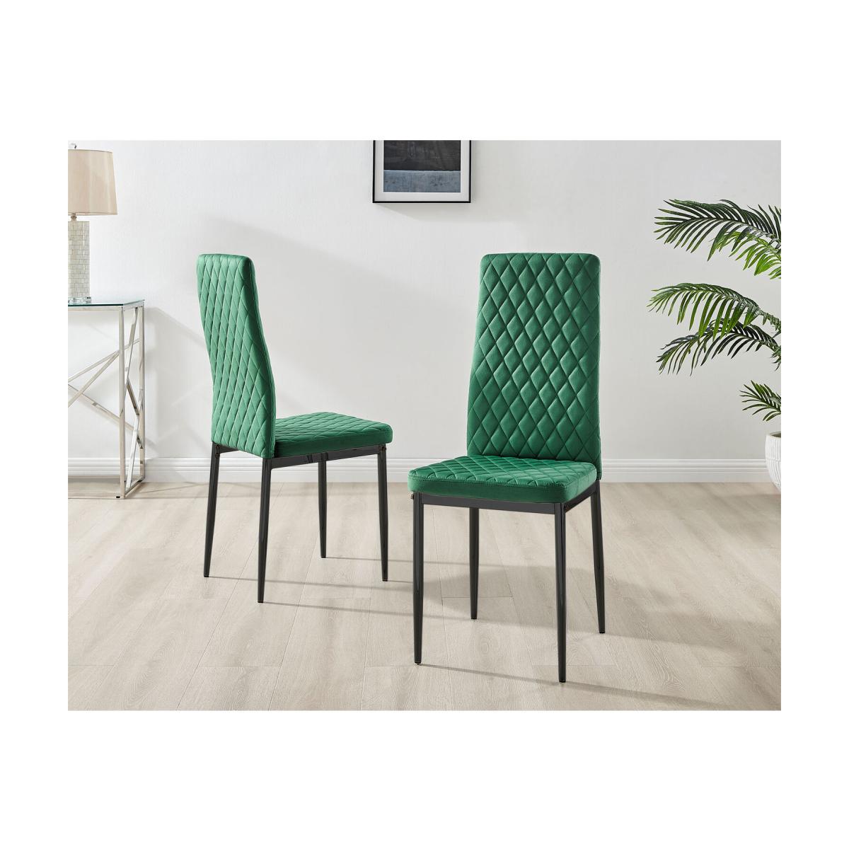 4x Milan Velvet Dining Chair with Black Legs - Green – image 1