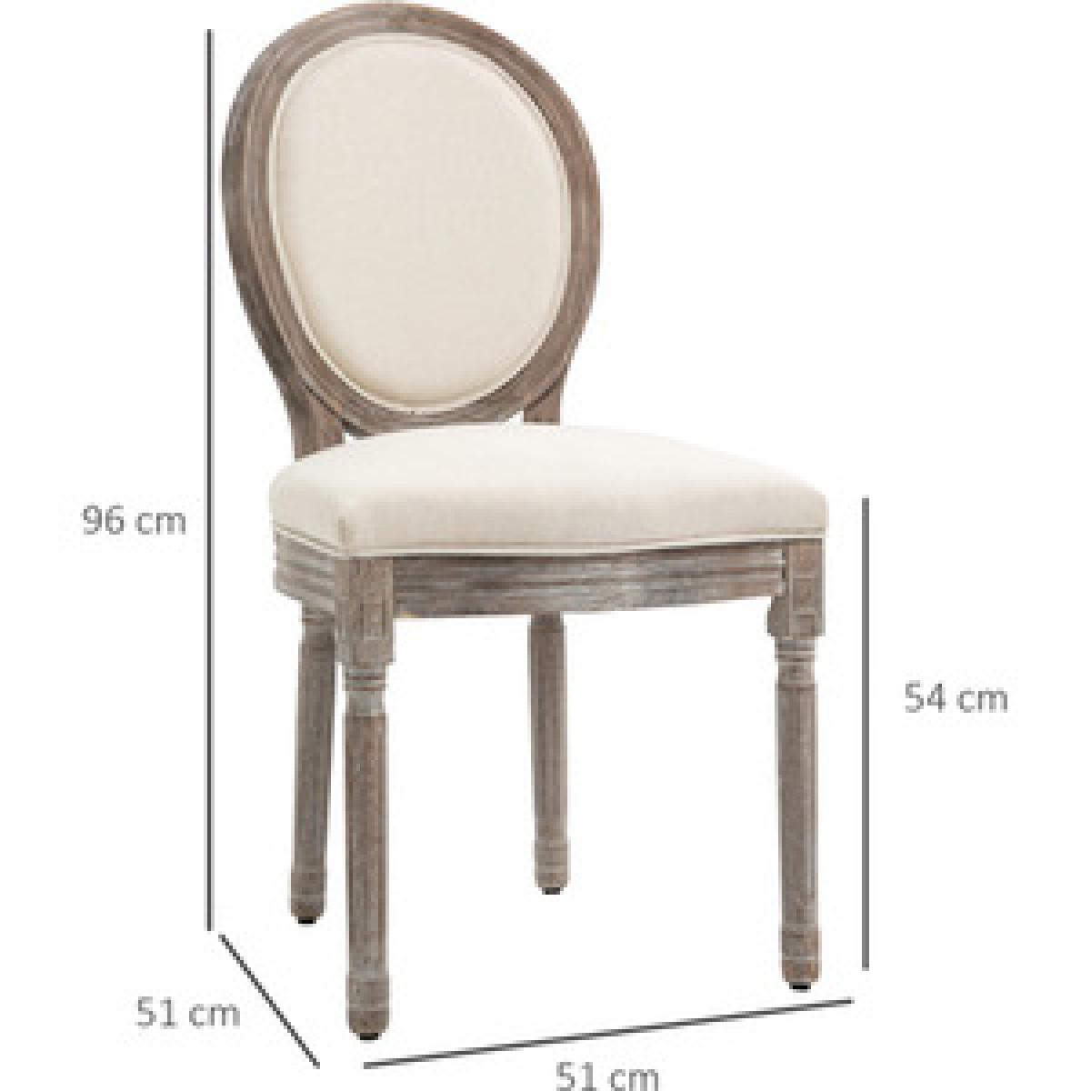Set of 2 Elegant French Style Dining Chairs with Wooden Frame - Ivory – image 3