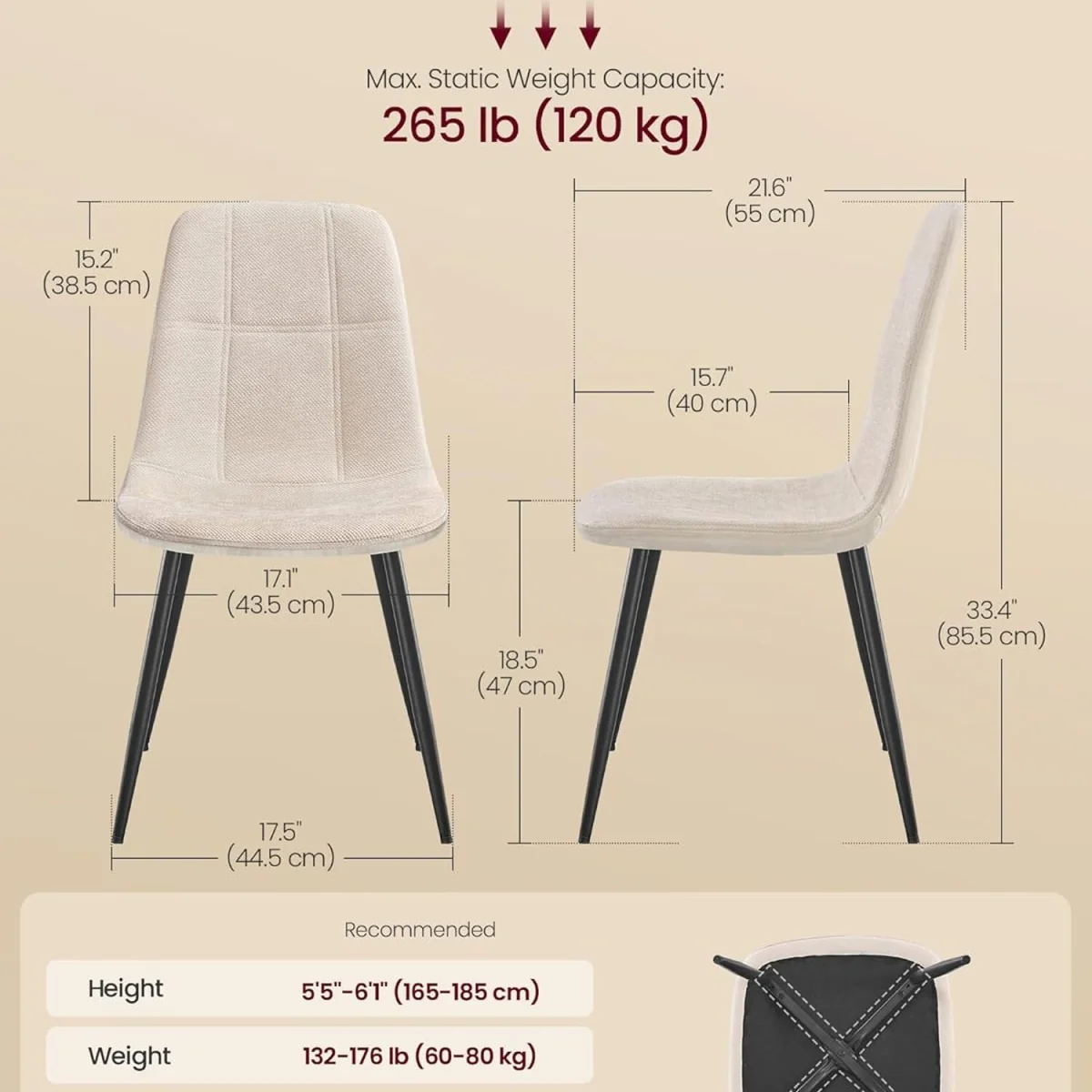 Dining Chairs Set of 4, Modern Upholstered Velvet Kitchen Chairs - White – image 2