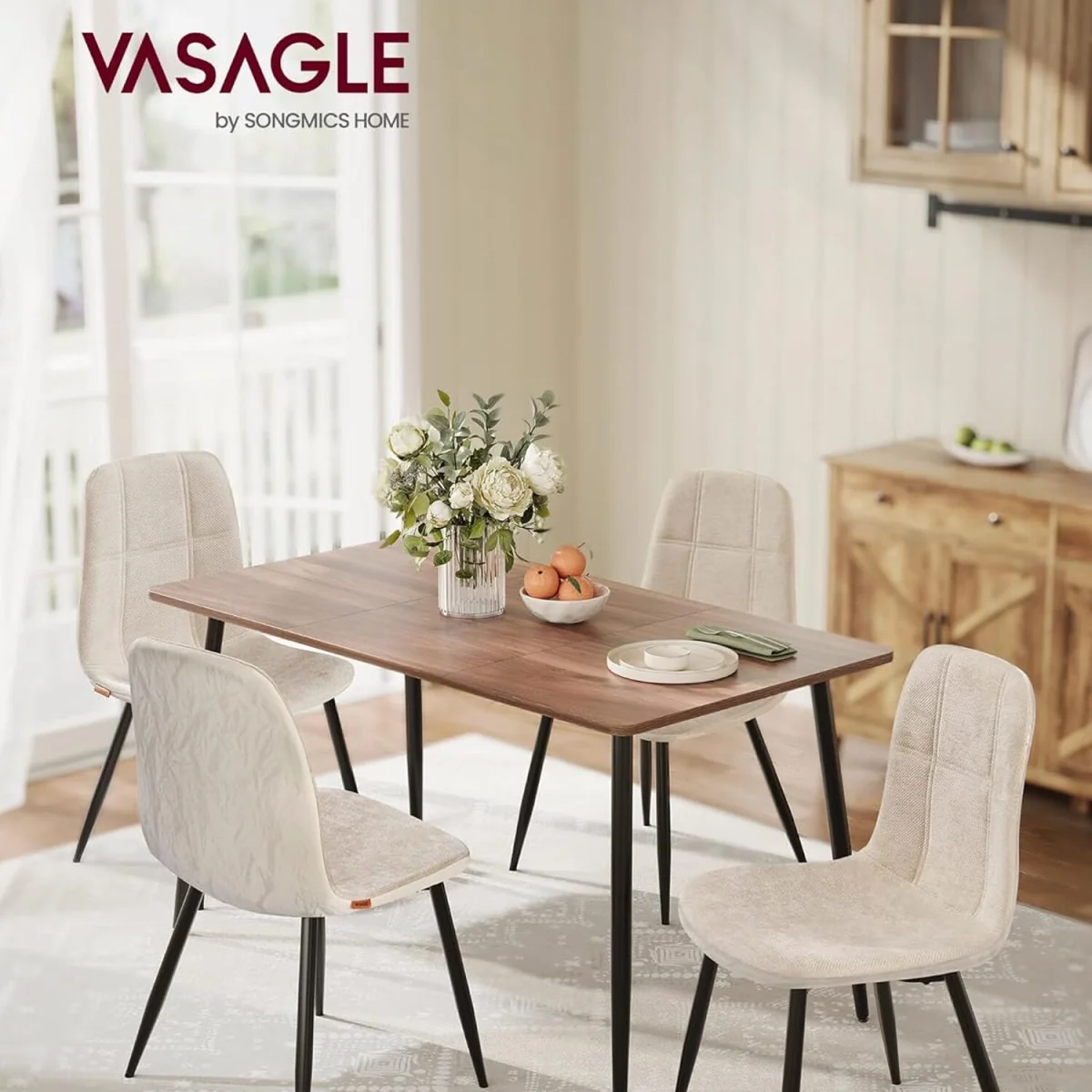 Dining Chairs Set of 4, Modern Upholstered Velvet Kitchen Chairs - White – image 3