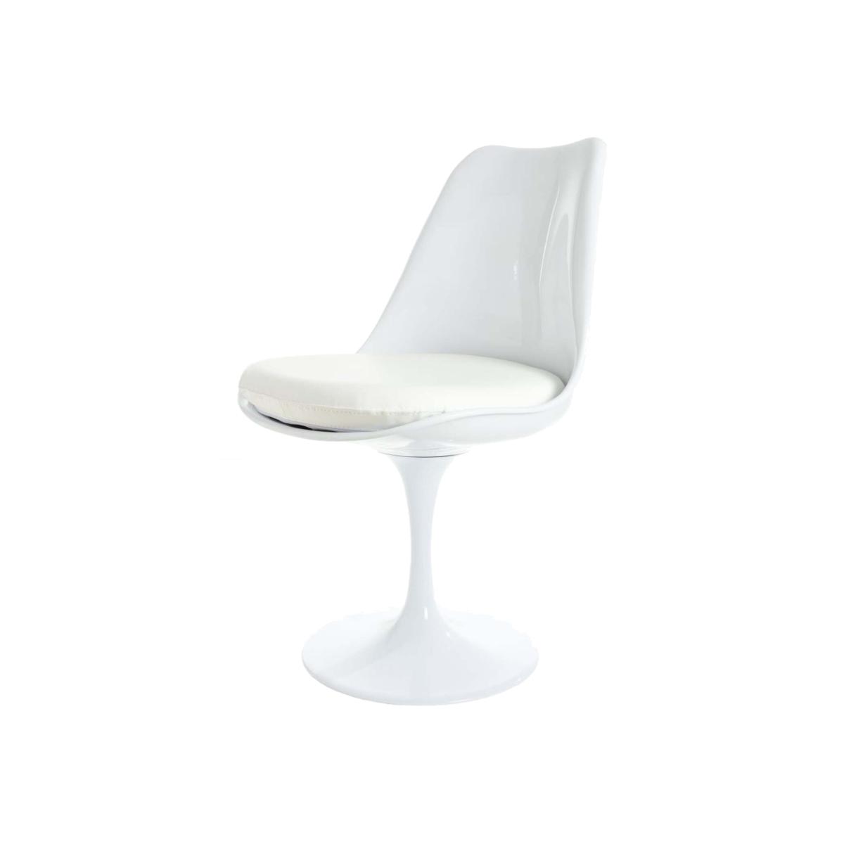 White Tulip Dining Chair with Cushion - White