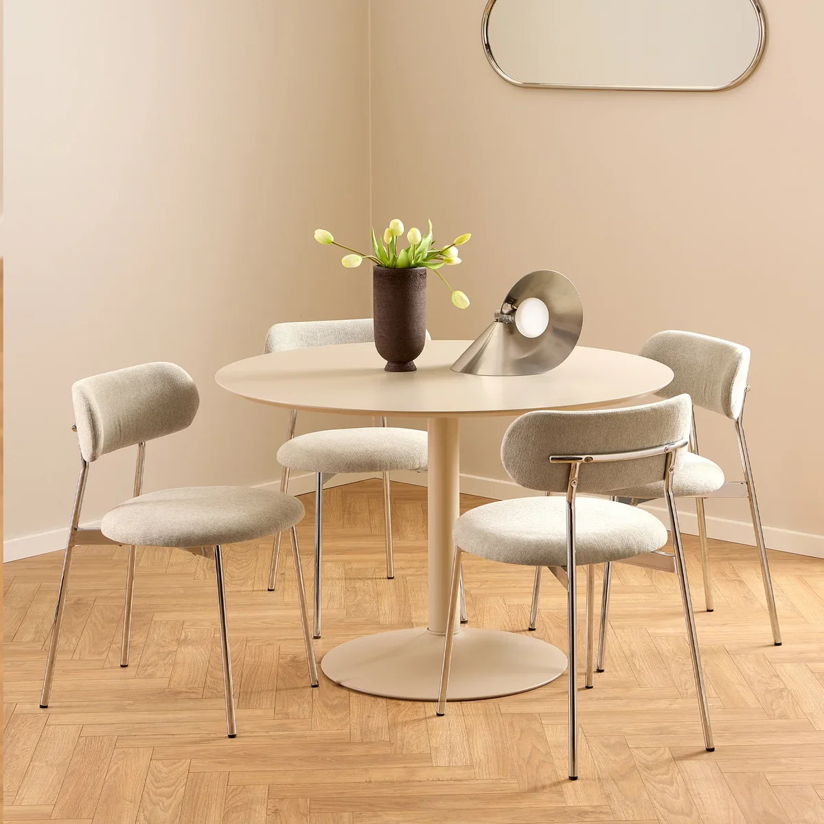 Lyric Dining Chair in Sand Fabric & Chrome Base (Set of 2) - Sand & Chrome – image 7