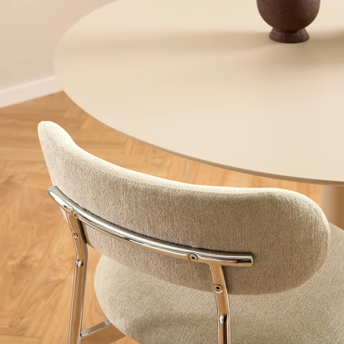 Lyric Dining Chair in Sand Fabric & Chrome Base (Set of 2) - Sand & Chrome – image 8