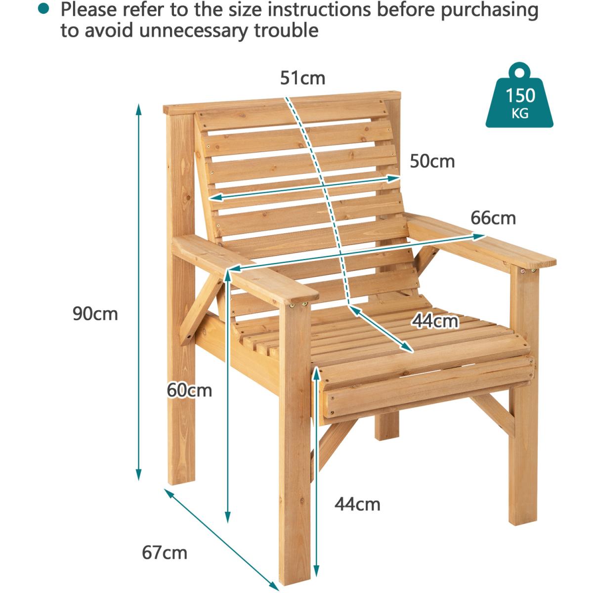 Costway Outdoor Dining Chair - Natural - Natural – image 3