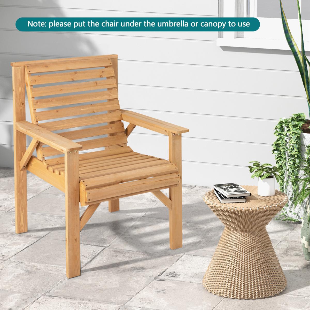 Costway Outdoor Dining Chair - Natural - Natural – image 6