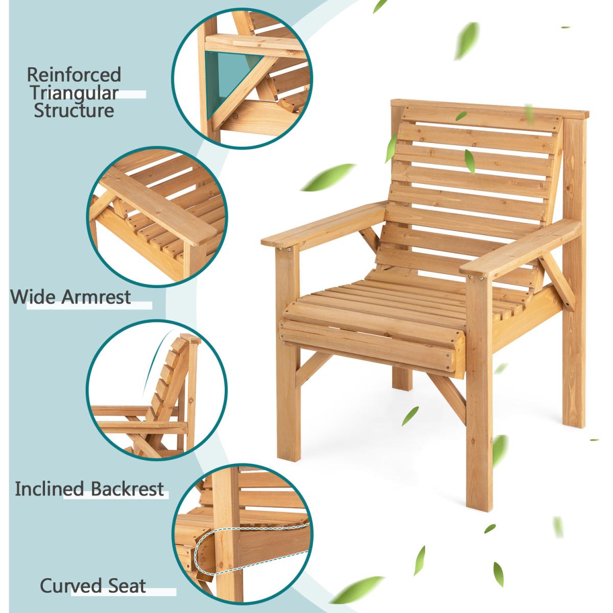 Costway Outdoor Dining Chair - Natural - Natural – image 8