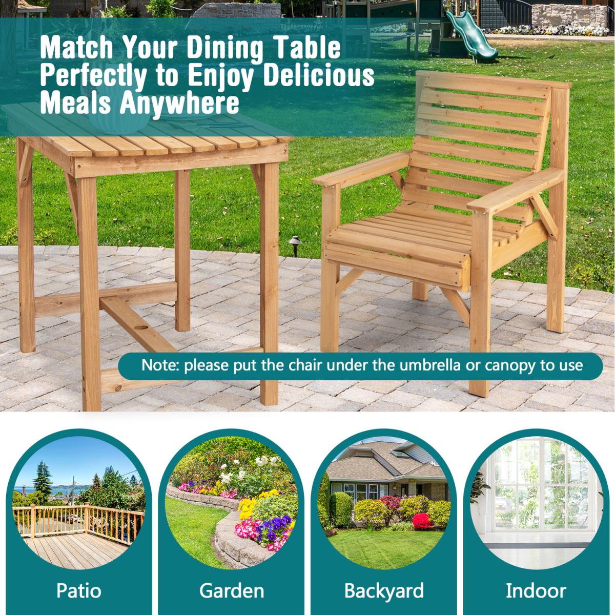 Costway Outdoor Dining Chair - Natural - Natural – image 9