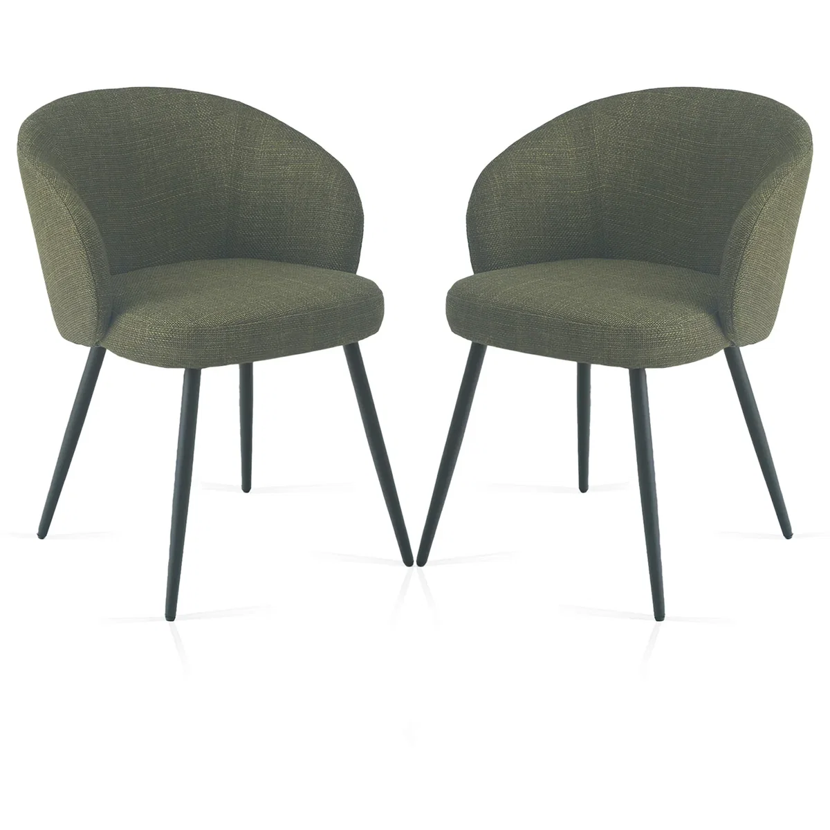 Chunky Weave Fabric Ergonomic Dining Chairs - Green – image 2