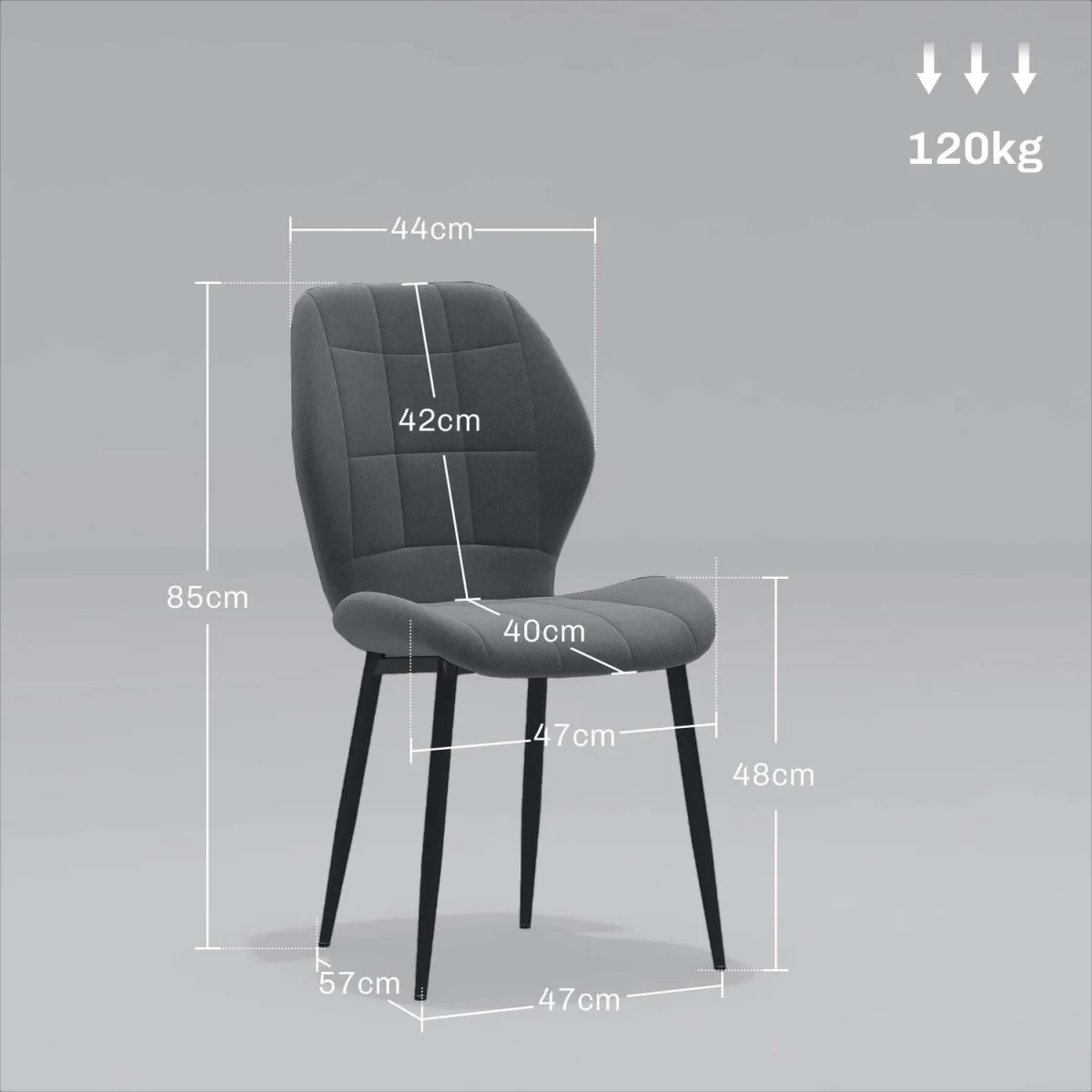 Mavamo Dark Grey Tub Dining Chairs Set of 4 - Soft Flannel Upholstery – image 4