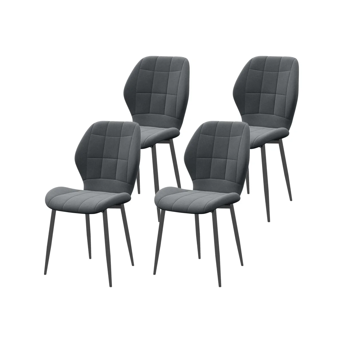 Mavamo Dark Grey Tub Dining Chairs Set of 4 - Soft Flannel Upholstery – image 1