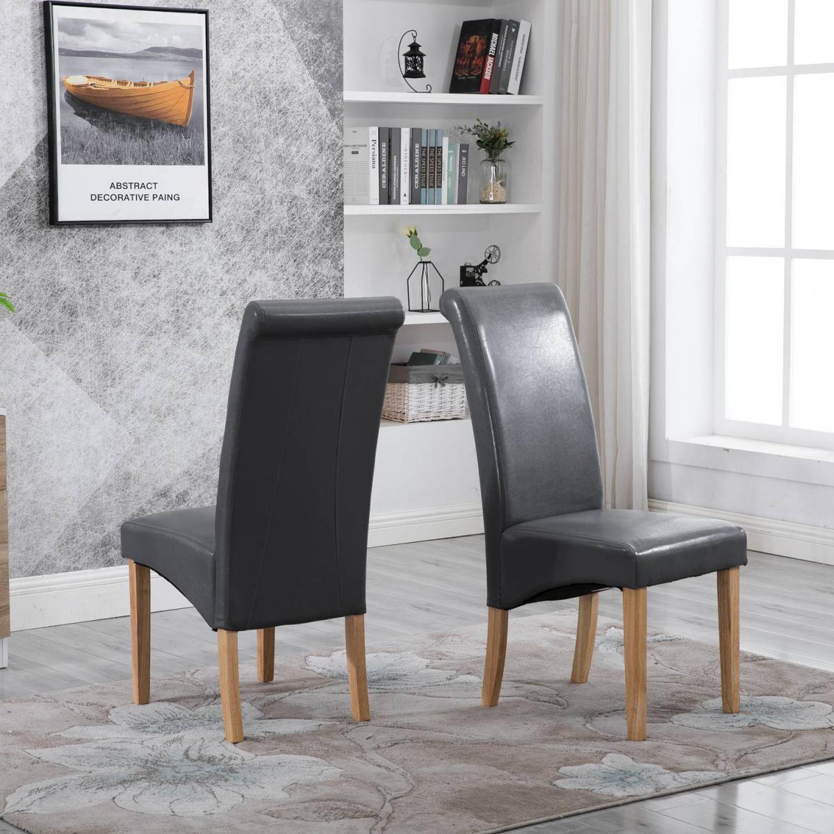 WestWood Faux Leather Roll Top Dinner Wooden Dining Chair - Red – image 11